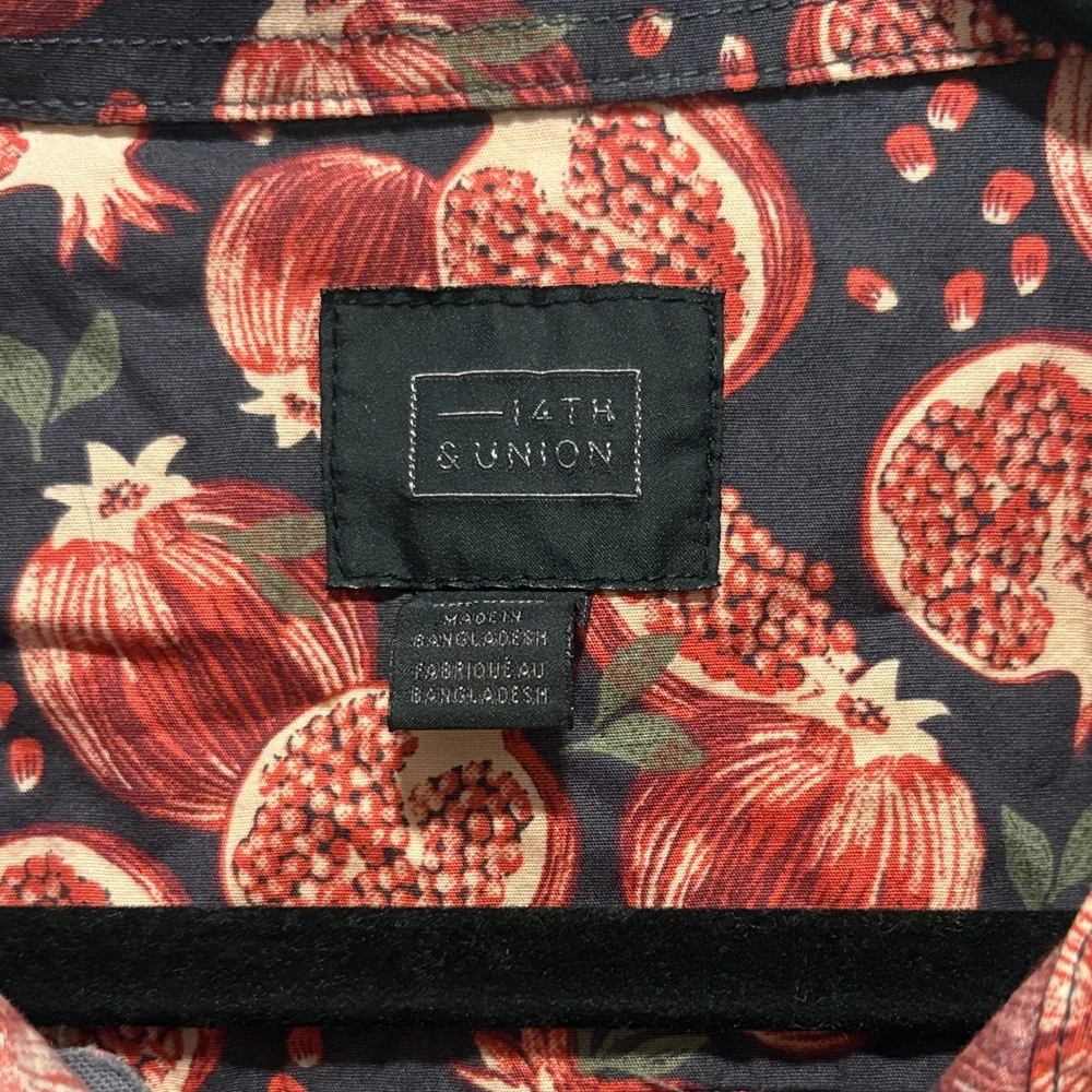 14th & Union Red and Black Pomegranate Patterned Casual Shirt - Picture 2 of 5